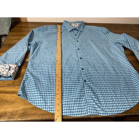 Robert Graham Shirt Mens 2XL Conlan Flip Cuff Long Sleeve Stripe Blue Geometric - Picture 10 of 16